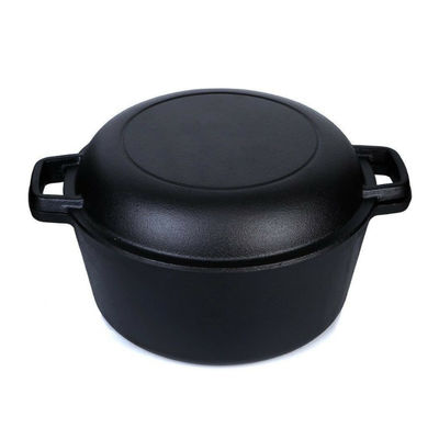 4.8L Casserole 2 χυτοσιδήρου σε 1 ολλανδικό φούρνο χυτοσιδήρου με το καπάκι Skillet