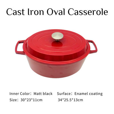 Προσαρμοσμένο Casserole χυτοσιδήρου ωοειδές Casserole επιστρώματος σμάλτων με το καπάκι