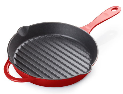 26cm καρυκευμένο παν υγιές μαγείρεμα Skillet χυτοσιδήρου με το κατώτατο σημείο κορυφογραμμών