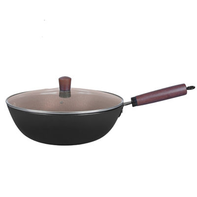Μη ραβδιών κινεζική διατήρηση θερμότητας Wok παν καλή με την ξύλινη λαβή