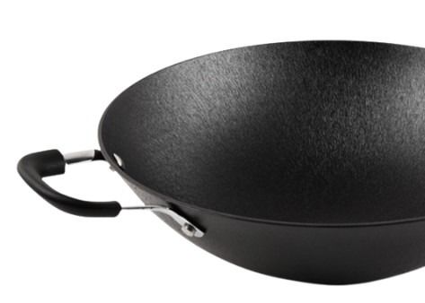 Ευπροσάρμοστος χυτοσίδηρος 12Inch Skillet κινεζικό Wok με την ανθεκτική στη θερμότητα λαβή