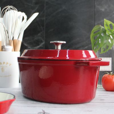 Ωοειδές Casserole χυτοσιδήρου σμάλτων 4,5 τέταρτο γαλλονιού με τη λειτουργία και το ύφος