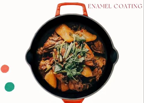 Ο μη σμαλτωμένος ραβδί χυτοσίδηρος Skillet τσιγαρίζει το τηγάνι με τις λαβές