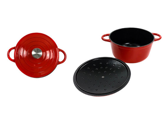 ODM 21.3*10cm κόκκινος ολλανδικός φούρνος ISO9001 cOem χυτοσιδήρου πιστοποιημένος