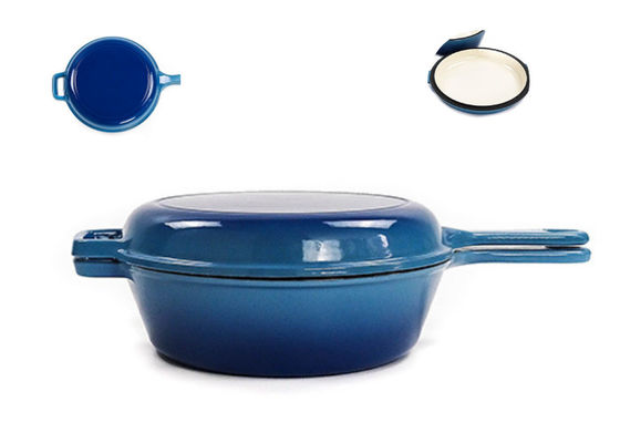 2 σε 1 παν σμάλτο Skillet χυτοσιδήρου ντυμένο Casserole Skillet χυτοσιδήρου 3,2 τετάρτου γαλλονιού