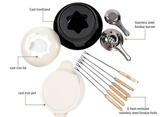 Fondue χυτοσιδήρου cOem Fondue τυριών σμάλτων μη ραβδιών δοχεία 1,5 τέταρτο γαλλονιού