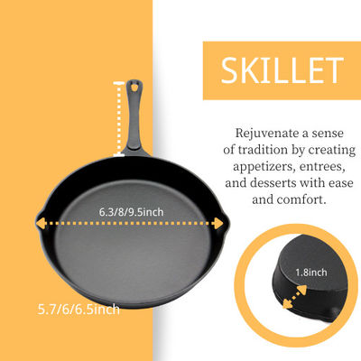 Στρογγυλός χυτοσίδηρος Skillet προ-που καρυκεύεται: Τελειοποιήστε για το σπίτι που μαγειρεύει και υπαίθριο ψήνοντας 10 ίντσα/12 ίντσα στη σχάρα
