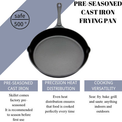 Στρογγυλός χυτοσίδηρος Skillet προ-που καρυκεύεται: Τελειοποιήστε για το σπίτι που μαγειρεύει και υπαίθριο ψήνοντας 10 ίντσα/12 ίντσα στη σχάρα