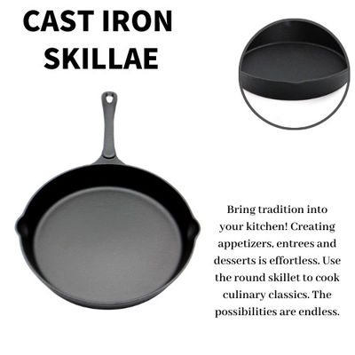10 τηγάνι Skillet χυτοσιδήρου ίντσας για Searing, ψήσιμο, τηγάνισμα - προ-που καρυκεύεται