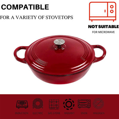 Ματ κόκκινο Casserole χυτοσιδήρου ωοειδές πιάτο φούρνων σμάλτων για όλη την κορυφή γυαλιού