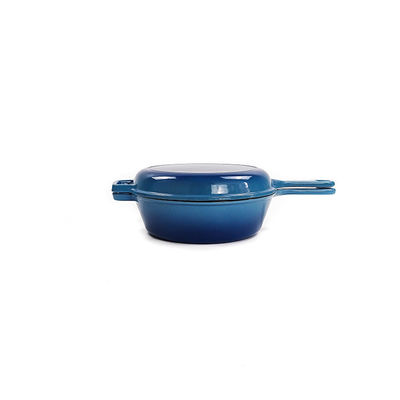 Σμαλτωμένα καπάκι Cookware χυτοσιδήρου BSCI SGS παν και Stew δοχείο 2 σε 1