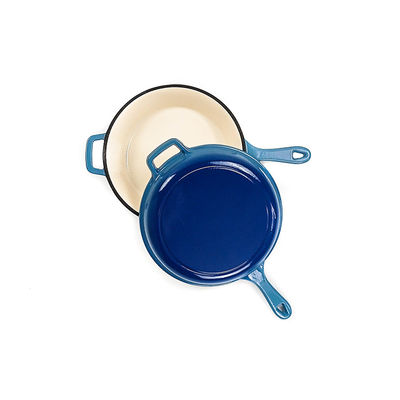 2 σε 1 παν σμάλτο Skillet χυτοσιδήρου ντυμένο Casserole Skillet χυτοσιδήρου 3,2 τετάρτου γαλλονιού