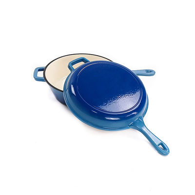 2 σε 1 παν σμάλτο Skillet χυτοσιδήρου ντυμένο Casserole Skillet χυτοσιδήρου 3,2 τετάρτου γαλλονιού