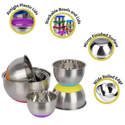 Το γυαλισμένο ανοξείδωτο Cookware θέτει το ανοξείδωτο ανοξείδωτο κύπελλων σαλάτας