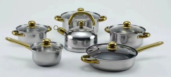 Δοχείο Cookware ανοξείδωτου μη ραβδιών 6 συνόλων κομμάτια βαθμού τροφίμων καμία στρέβλωση