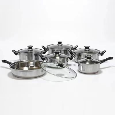 Δοχείο Cookware ανοξείδωτου μη ραβδιών 6 συνόλων κομμάτια βαθμού τροφίμων καμία στρέβλωση
