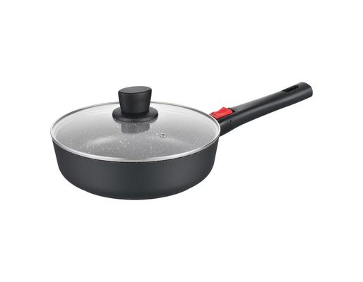 Μεγάλο βαθύ πιάτο Aluminumpot 28cm με το Μαύρο καπακιών γυαλιού