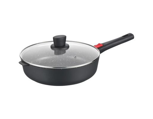 Μεγάλο βαθύ πιάτο Aluminumpot 28cm με το Μαύρο καπακιών γυαλιού