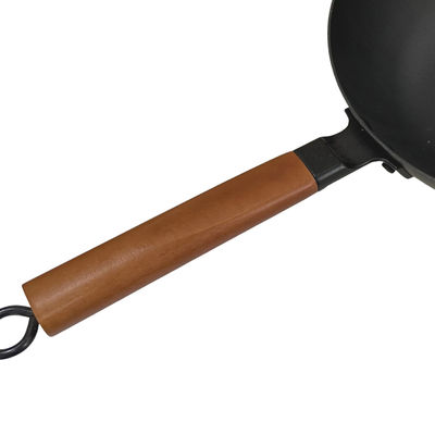 12» SGS διαμέτρων χυτοσίδηρος Skillet Wok με την ξύλινη λαβή