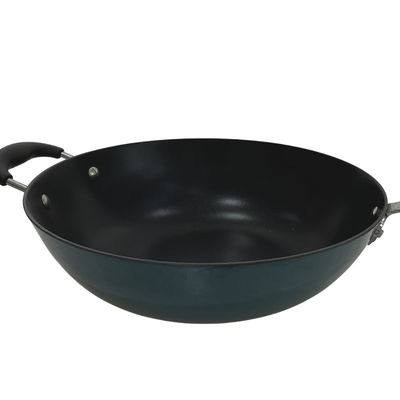 Κλασικός χυτοσίδηρος 11Inch κινεζικό Wok παν Skillet με τη μετακινούμενη λαβή σιλικόνης