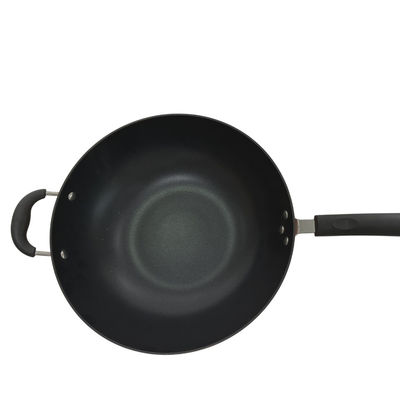 Ευπροσάρμοστος χυτοσίδηρος 12Inch Skillet κινεζικό Wok με την ανθεκτική στη θερμότητα λαβή