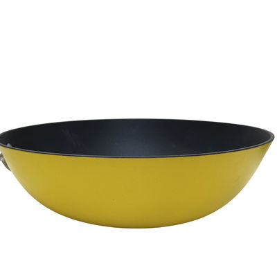 Χυτοσίδηρος ασφαλίστρου 13Inch Skillet κινεζικό Wok με το μετριασμένα καπάκι και μη το ραβδί γυαλιού