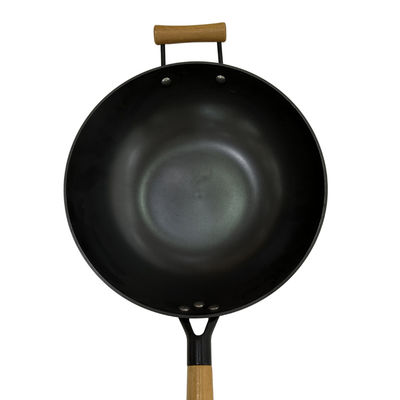 Ευπροσάρμοστος χυτοσίδηρος 12Inch Skillet κινεζικό Wok με την ανθεκτική στη θερμότητα λαβή