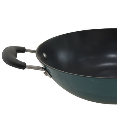 Κλασικός χυτοσίδηρος 11Inch κινεζικό Wok παν Skillet με τη μετακινούμενη λαβή σιλικόνης