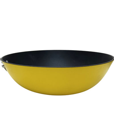 Κλασικός χυτοσίδηρος 11Inch κινεζικό Wok παν Skillet με τη μετακινούμενη λαβή σιλικόνης