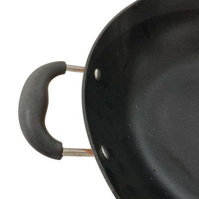 Χυτοσίδηρος ασφαλίστρου 13Inch Skillet κινεζικό Wok με το μετριασμένα καπάκι και μη το ραβδί γυαλιού