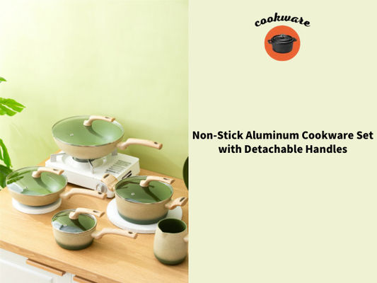 Ελαφρύ αργίλιο Cookware καθορισμένο 8Piece BSCI με την ξύλινη λαβή