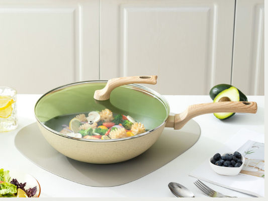 Τηγάνι Wok αργιλίου ασφαλίστρου με τις ανθεκτικές λαβές βρόχων