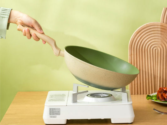 13Inch κινεζικό τηγάνι Wok αργιλίου με το μετριασμένα καπάκι γυαλιού και το επίστρωμα μη ραβδιών