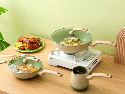 Αργίλιο Cookware καθορισμένο 5Piece μη ραβδιών ODM με τις αποσπάσιμες λαβές