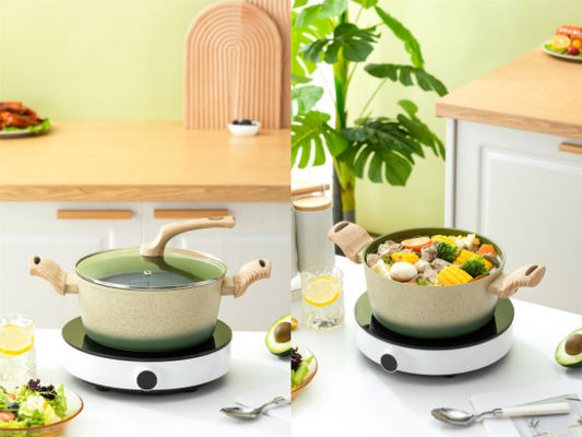Αργίλιο Cookware καθορισμένο 5Piece μη ραβδιών ODM με τις αποσπάσιμες λαβές
