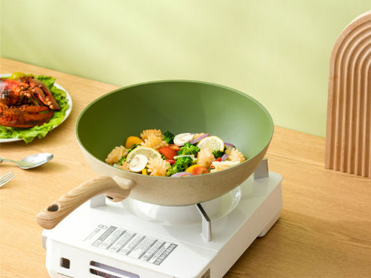 Τηγάνι Wok αργιλίου ασφαλίστρου με τις ανθεκτικές λαβές βρόχων