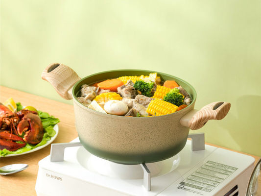 Casserole αργιλίου μη ραβδιών με το ενισχυμένο επίστρωμα και την αποσπάσιμη λαβή