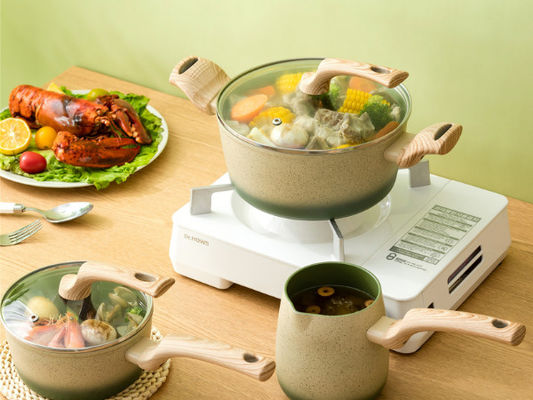 Αργίλιο Cookware καθορισμένο 5Piece μη ραβδιών ODM με τις αποσπάσιμες λαβές