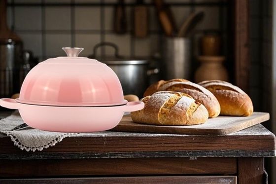 6QT Ροζ σφραγισμένο χυτοσίδηρο Ολλανδικό φούρνο ∙ Στυλάτο και λειτουργικό