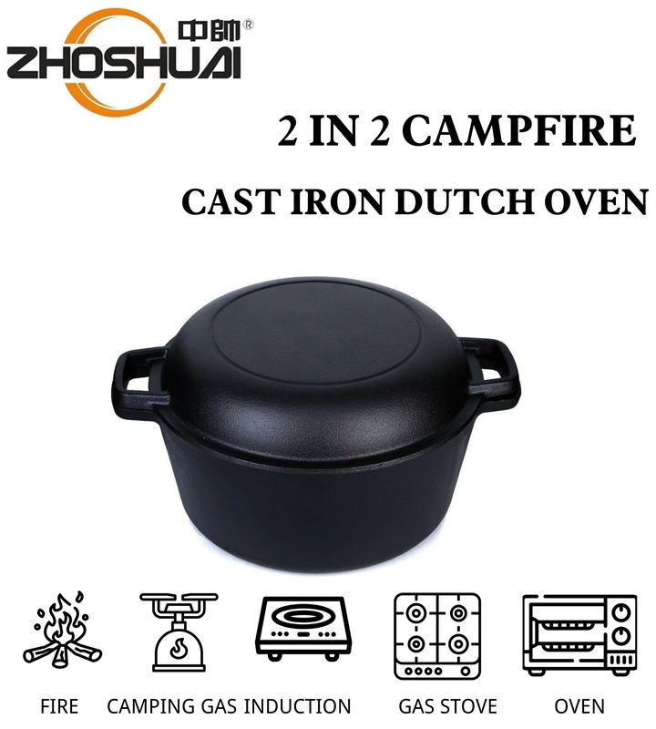 Casserole 4.8L χυτοσιδήρου 26cm ολλανδικός φούρνος 2 χυτοσιδήρου σε 1 εύκολη λαβή