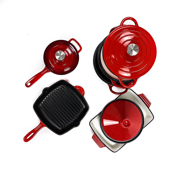 7 σύνολα Cookware χυτοσιδήρου κομματιού που σμαλτώνονται για εσωτερικός και υπαίθριος