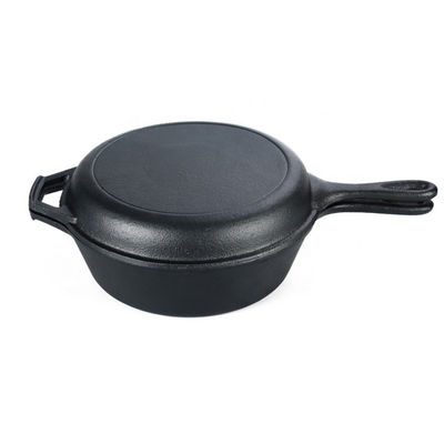 Προ καρυκευμένο Casserole χυτοσιδήρου τηγανίζοντας τηγάνι 2 σε 1 10 ίντσα