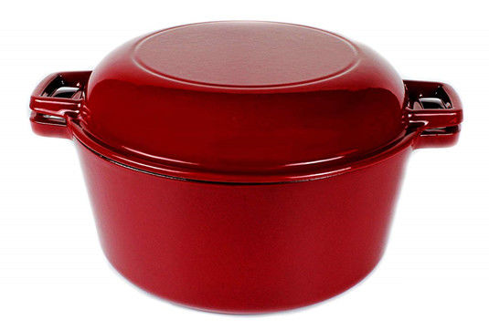 4.8L Casserole 2 χυτοσιδήρου σε 1 ολλανδικό φούρνο χυτοσιδήρου με το καπάκι Skillet