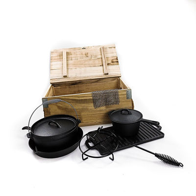 Ο cOem καρύκεψε προ το χυτοσίδηρο Cookware που τέθηκε για τη στρατοπέδευση